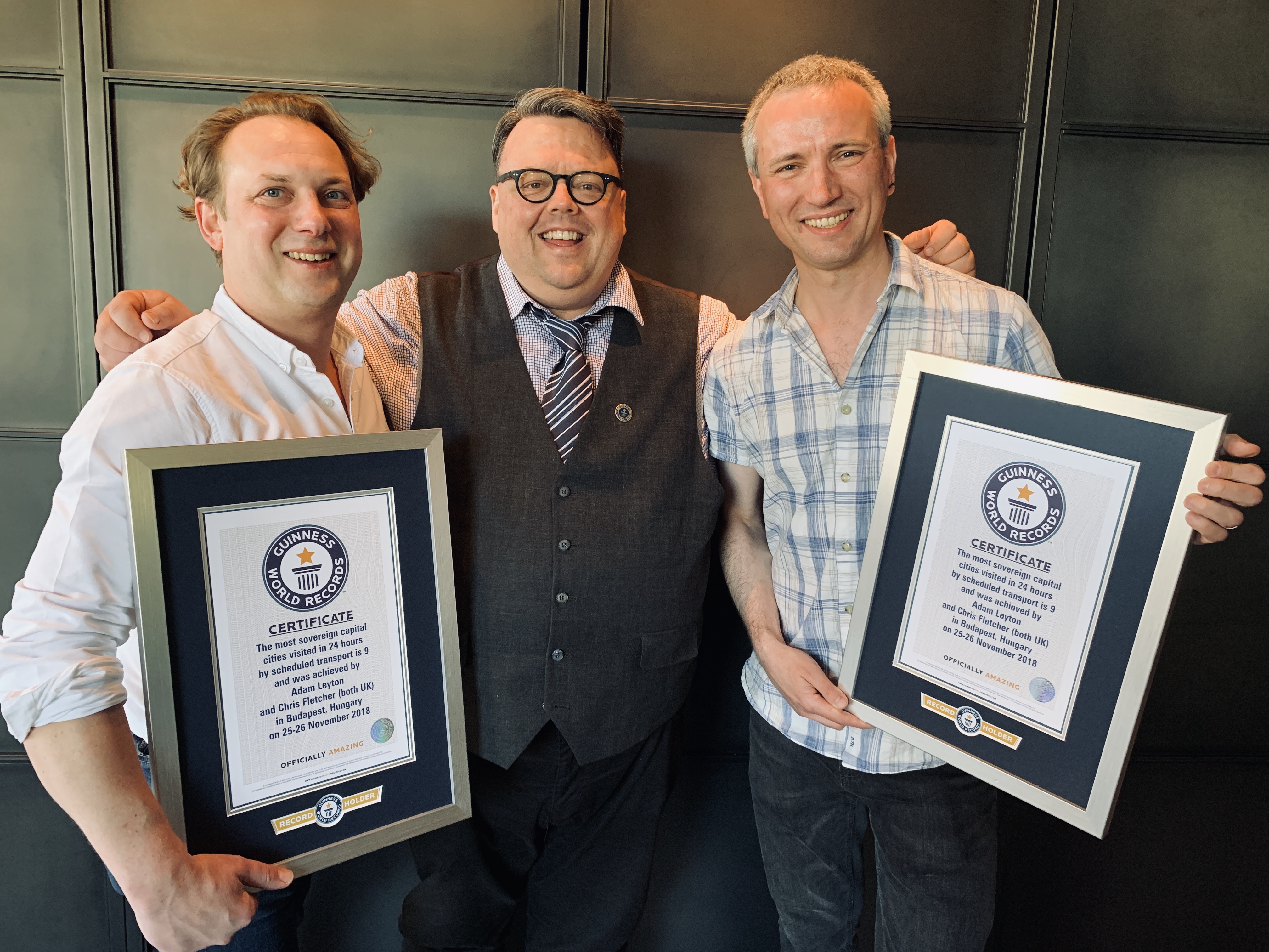 Adam Leyton and Chris Fletcher with certificates
