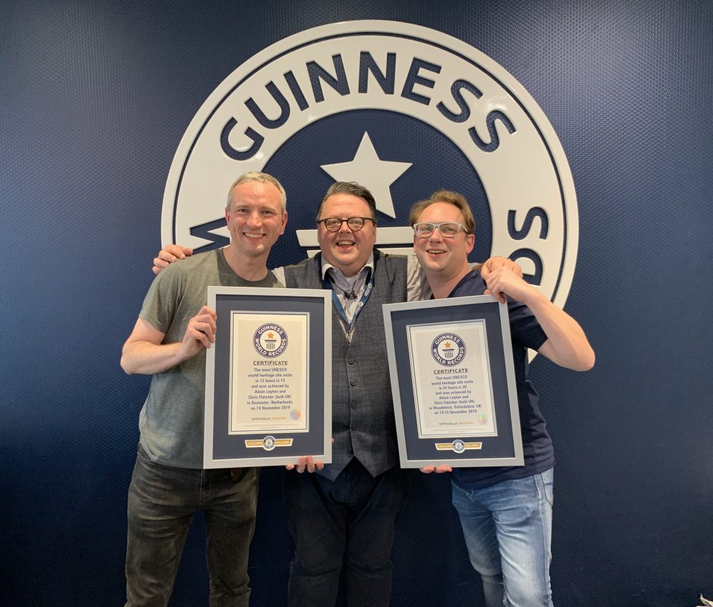 UNESCOrun certificate presentation. Adam and Chris with Craig Glenday from Guinness World Records